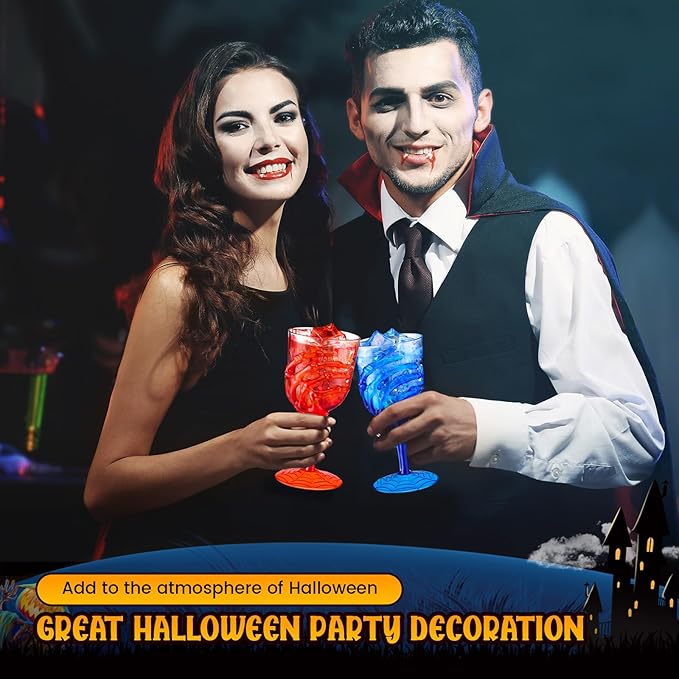 Sliner 24 Pcs Halloween Skeleton Hand Plastic Goblets 12 oz Spooky Skeleton Hand Goblets Halloween Wine Glasses Champagne Glassware Creepy Clear Cups for Party Haunted House, 4 Color