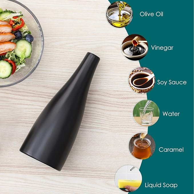 vancasso 16 Oz Ceramic Olive Oil Dispenser Bottle, Bottle Dispenser with Spout and Funnel for Kitchen,Suitable for Oil, Vinegar, Coffee Syrups & Other Liquids，BK