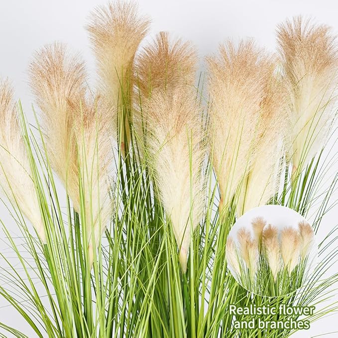 Melorca&Guilla Artificial Plants 4PCS 33.5“Fake Plant Tall Onion Fake Grass,Faux Grass Plants Artificial Grass Greenery Shrubs Bushes for Garden Shop Office Home Décor