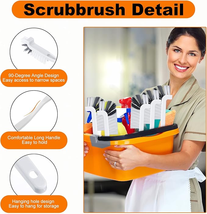 Rtteri 48 Pcs Kitchen Scrub Brush Bulk Plastic Sink Bathroom Cleaning Edge Corner Brush for Household Bottle Dish Tile Lines Window Track Crevice with Stiff Bristle