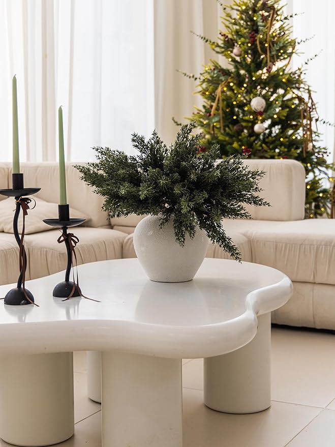 MISSPIN 12 Pcs 19.5 Inches Christmas Cedar Branches, Cedar Artificial Christmas Branches DIY Crafts Faux for Xmas Indoor Outdoor Home Decor