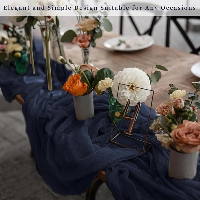 20 Pack Navy Blue Cheesecloth Table Runner 10FT Boho Fabric Rustic Cheese Cloth Table Runner for Wedding Bridal Shower Baby Shower Gauze Sheer Birthday Party Table Decorations 20 x 120 Inch Long