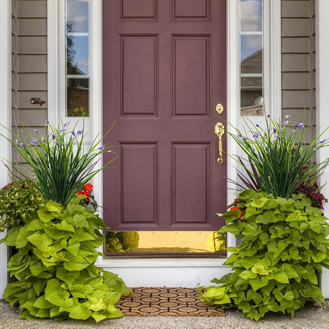 Melorca&Guilla Artificial Plants Outdoor 3PCS 23“ Fake Tall Grass,Faux Grass Plant,Artificial Grass Greenery Shrubs Bushes for Garden Porch Window Box Shop Office Home Décor