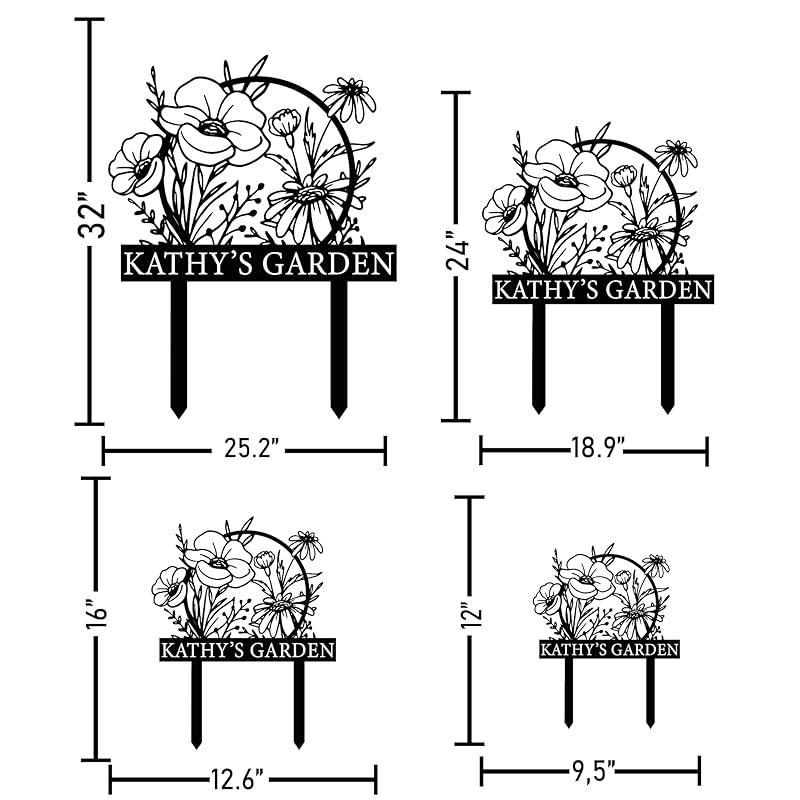 Personalized Metal Garden Sign with Stake, Custom Garden Decor for Outdoor, Custom Family Name Sign, Patio Decorations, Lawn Art, Farmhouse Decorative, Housewarming Gift (CstmDesign12)