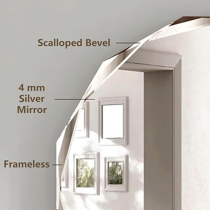 Bathroom Mirrors for Over Sink, Round Frameless Mirrors for Wall, 20x20 Inch Beveled Bathroom Mirror, Bathroom Vanity Circle Mirror for Bedroom Living Room Entryway Home Decor