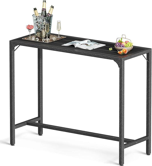 ODK 39 Inch Outdoor Bar Table, Patio Counter Bar Height Table with Weather Resistant Waterproof Top for Hot Tub Garden, Yard, Balcony, Poolside, Indoor (Black)