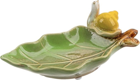 Jewelry Tray Snail Trinket Organizer Ceramic Leaf Tray Decorative Desk Storage Plate for Rings Earrings Necklaces Watch Coins Keys, Snail Soap Dish Holder, Key Bowl, Candy Dish (Green)