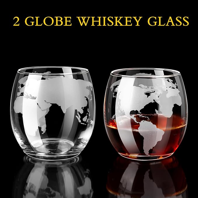 Whiskey Glass for Men, Whiskey Globe Glass for Liquor, Bourbon, Vodka, Cocktails, Scotch liquor Father's Day Anniversary Unique Gifts - 310ml Gifts for Men, 2 pcs