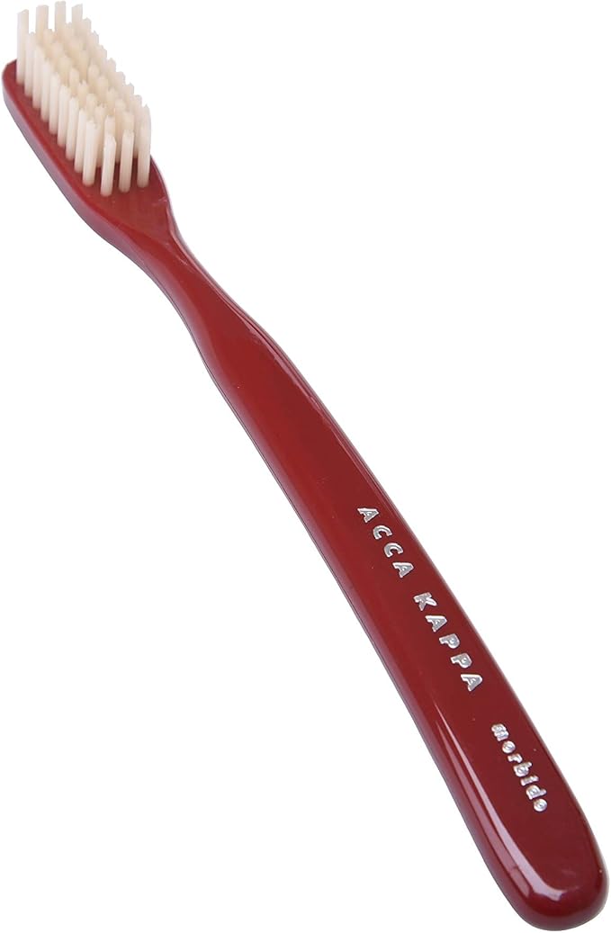 Acca Kappa Vintage Red Toothbrush Medium Nylon Bristles Retro-Style Ergonomic Handle