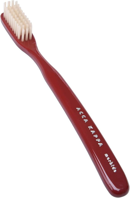 Acca Kappa Vintage Red Toothbrush Medium Nylon Bristles Retro-Style Ergonomic Handle