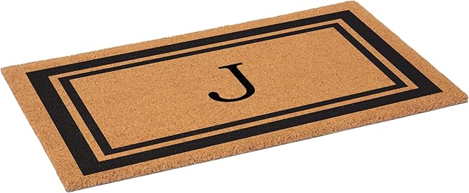 Calloway Mills 152962448 Black Border 24" x 48" Monogram Doormat (Letter J)