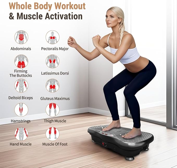 Vibration Plate Exercise Machine,Vibration Plate for Lymphatic Drainage,Whole Body Vibration Platform Portable Home for Weight Loss Muscle Toning & Fitness.