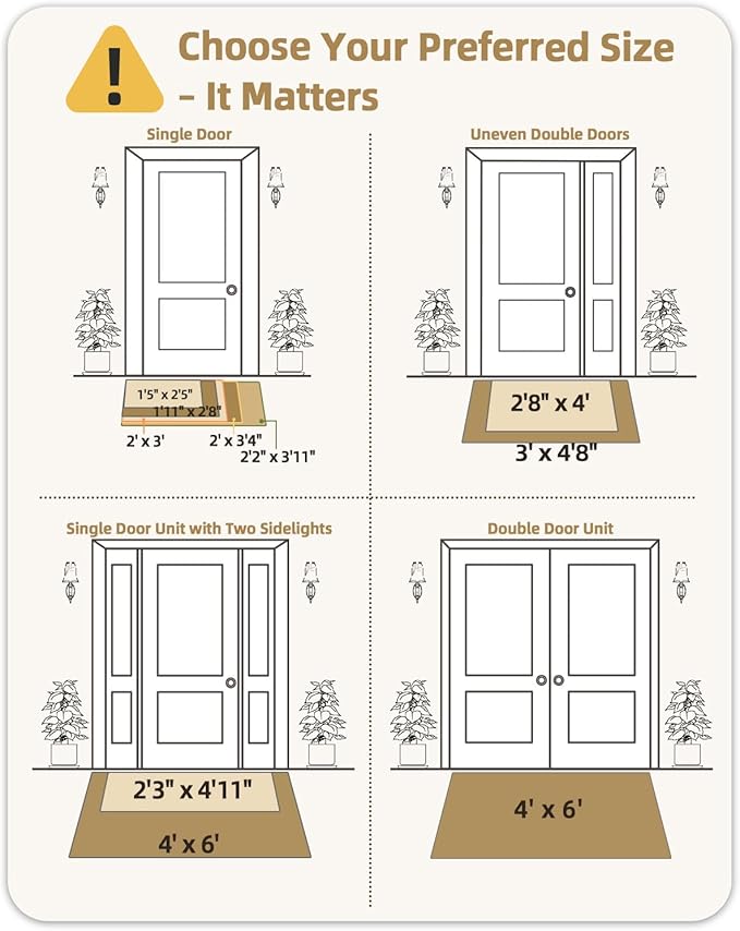Color&Geometry Front Door Mat Indoor 32"x48", Ultra Non Slip Rubber Backed Dirt Trapper, Low Profile Thin washable, Easy Clean Entry Entryway Rug Door Mat Indoor Entrance, Khaki (Rolled-up NO Creases)