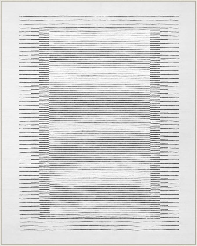 Wonnitar Washable Striped 8x10 Rugs for Living Room, Non-Slip Soft Grey Berber Stripe Bedroom Rug, Low Pile Minimalist Floor Carpet for Dining Room Living Room Office Department (Grey, 8' x 10')