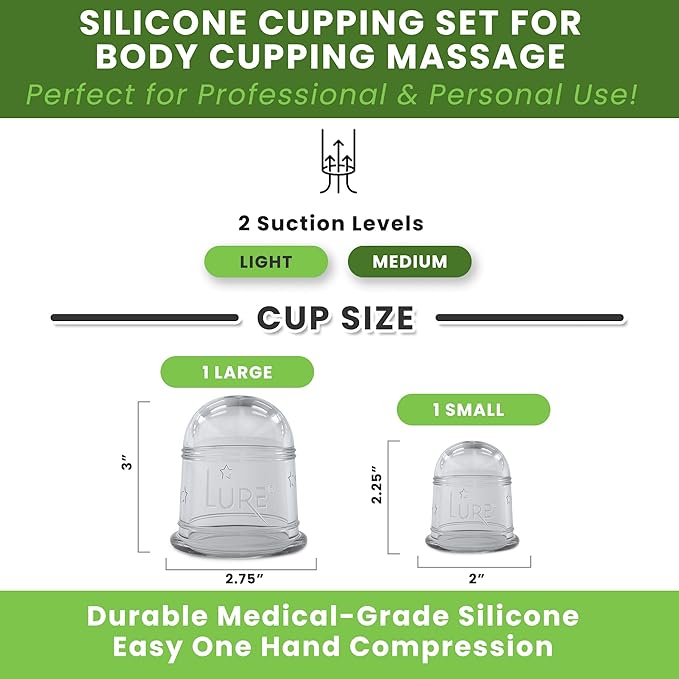 Silicone Cupping Therapy Set Beginner Massage Cupping Cups for Cupping Therapy Cup Kit for Massage, Myofascial Release, Cellulite Reduction