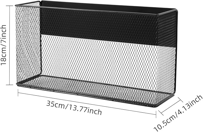 Black Magnetic Basket for Refrigerator, Black Magnetic Basket Organizer Magnetic Spice Rack, Magnetic Locker Organizer Holder for Kitchen Storage, Magazine, Whiteboard