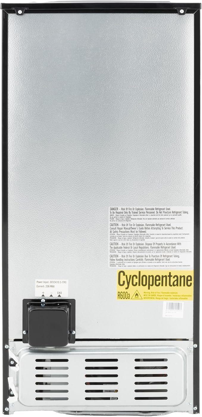 RecPro 4.4 Cu Ft RV Refrigerator | 12V Stainless Steel Fridge with Freezer | Frost-Free, Adjustable Shelves, Built-In Lock, Reversible Door | Off-Grid Ready Camper Fridge with Can Holder