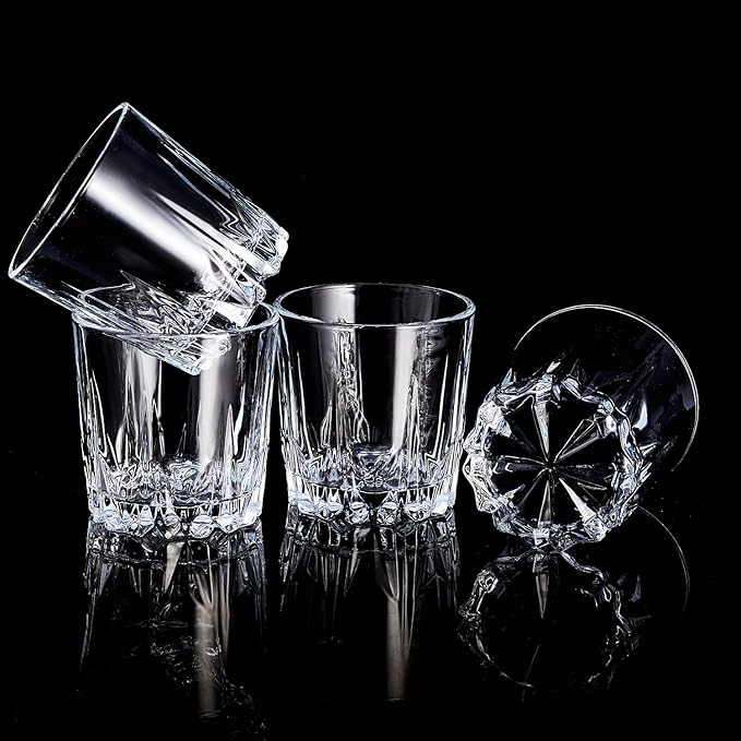 Whiskey Glasses Set of 4,Lead-Free Crystal Old Fashioned Glass,Scotch Glass Tumblers for Drinking Bourbon,Cognac,Irish Whisky,Whisky Glass Gift Set for Men,Dad,Brother-10oz