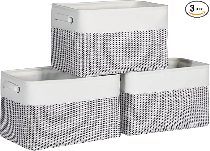 Kntiwiwo Foldable Storage Bins 15" x 10" x 9.5" Fabric Storage Basket Cube with Handles Large Linen Closet Organizer Bins for Organizing Shelf Home, Set of 3, Houndstooth