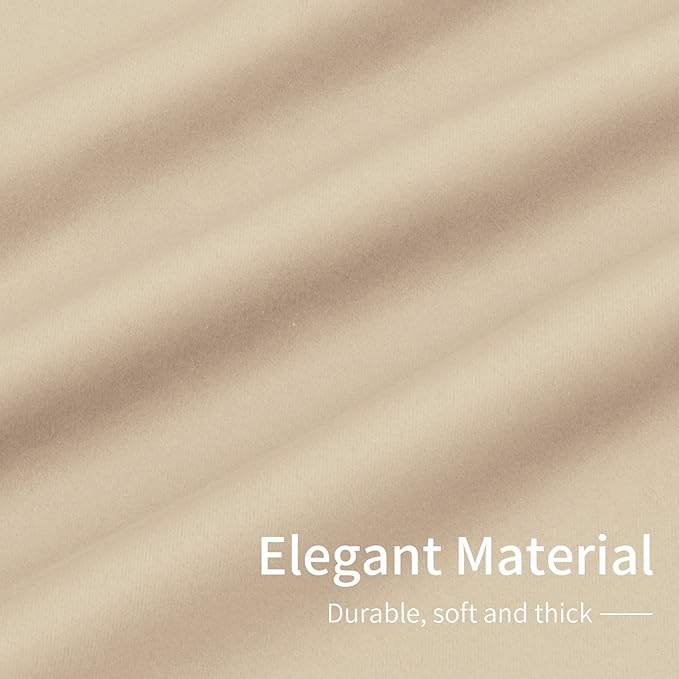 Easy-Going Blackout Curtains for Bedroom, Solid Thermal Insulated Grommet and Noise Reduction Window Drapes, Room Darkening Curtains for Living Room, 2 Panels (34x72 in, Beige)