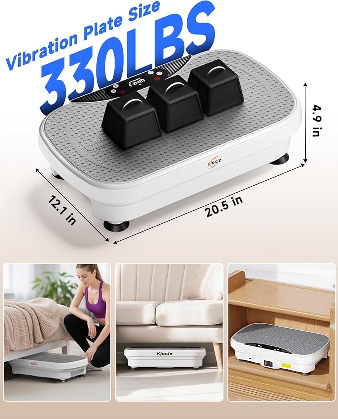 Vibration Plate Exercise Machine, Full Body Shaker Workout Vibration Plate for Lymphatic Drainage Weight Loss, Waver Vibrating Fitness Platform with Resistance Bands, Low Noise Home Fitness for Adults