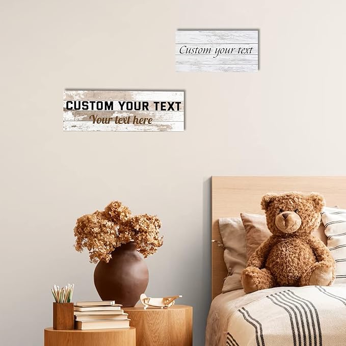 LZIMU Personalized Quotes Sign Wall Decor Custom Canvas Sign with Your Text Customized Gift for Rustic Kitchen Farmhouse Decor Framed (6"x24")