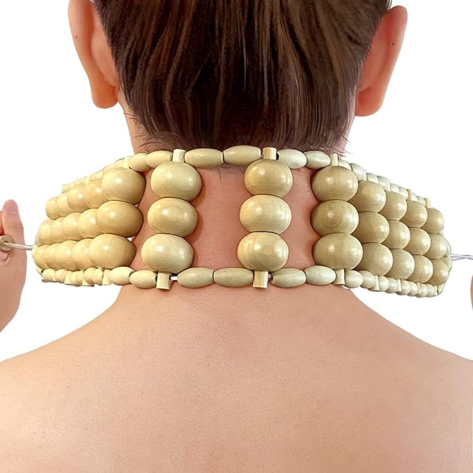 Wood Back Massage Roller Rope, Portable Wood Therapy Cellulite Massage Tools, Handheld Lymphatic Drainage Massager, Multi-Functional Manual Massage Roller Rope Strap for Full Body Muscle Pain Relief
