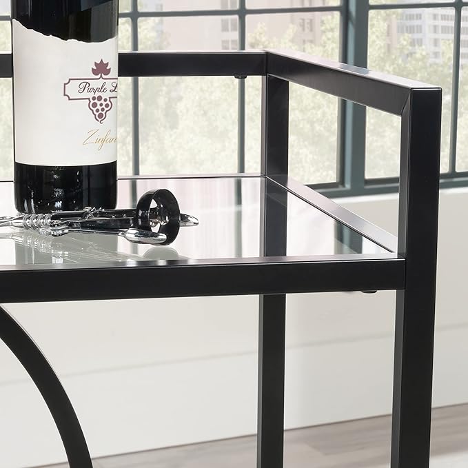 Sauder International Lux Bar Cart, Black Finish