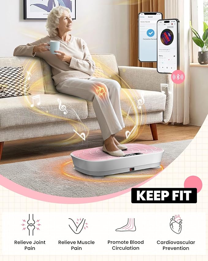 Vibration Plate Exercise Machine - Bluetooth Music & 400LBS Capacity Vibration Plate for Lymphatic Drainage & Weight Loss with 99 Speed Levels, Whole Body Vibration Plate for Home Fitness