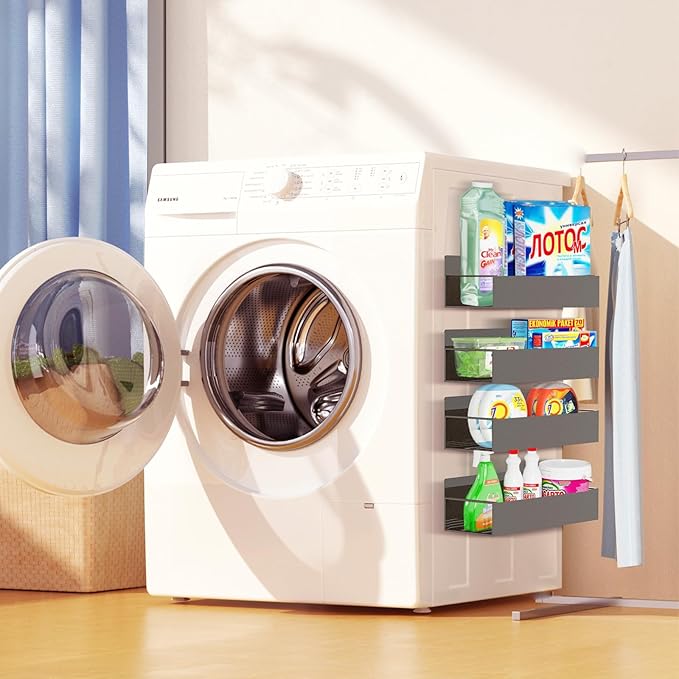 Magnetic Spice Rack Organizer for Fridge Seasoning Organizer for Kitchen Storage With Screw Magnetic Shelf for Oven, RV,Garage,Bathroom (Bronze, 4pack)