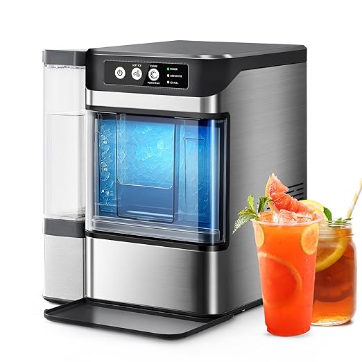 Nugget Ice Maker Countertop with 0.8Gal Removable Tank for Chewable Ice, 41Lbs/24H, One-Touch Fast Ice in 6 Mins, Self-Cleaning & Ultra Quiet for Home, Office, Party