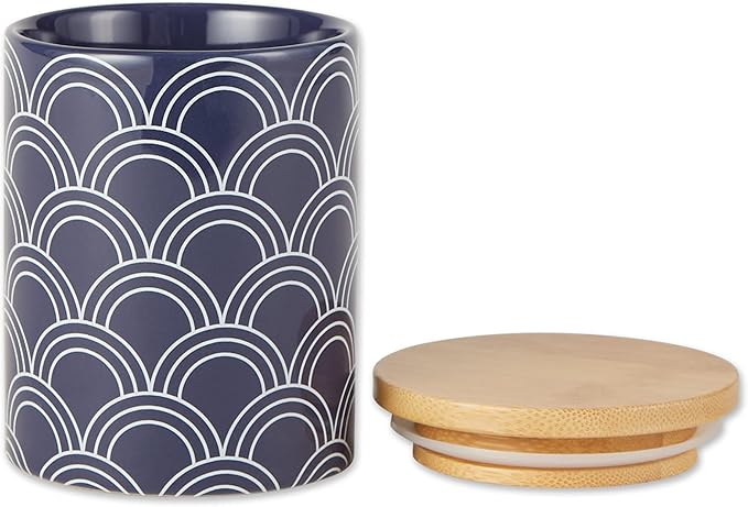 DII Kitchen Ceramics Collection, Canister Set, Mixed Print, Nautical Blue, 3 Piece