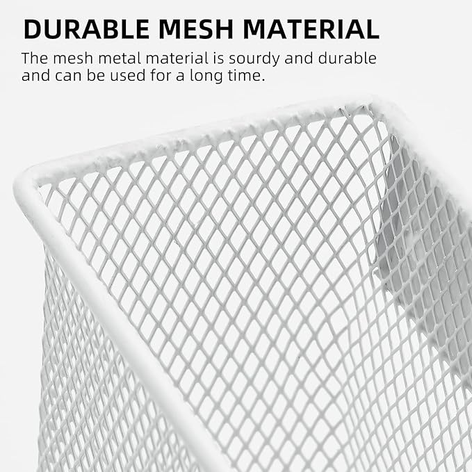 dedoot Magnetic Pencil Holder for refrigerator Storage Magnetic Basket Mesh White Strong Magnetic Pen Holder for Refrigerator,Whiteboard, Locker, Home and Office Organizer, 6.3x2.3x3.6inch