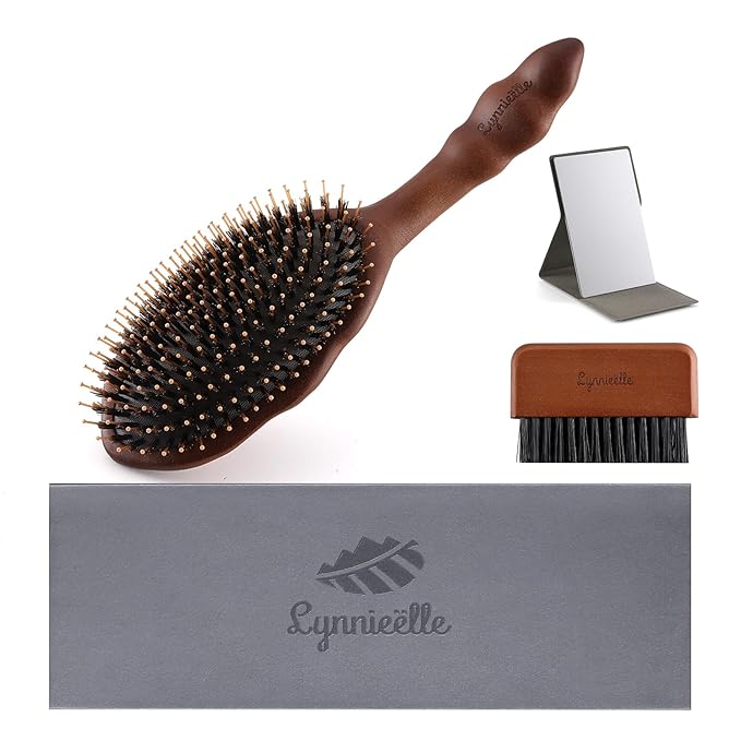 Premium Solid Wood Hair Brush, Nylon & Boar Bristle With Cushion Base, Exquisite Design, Detangling Hairbrush for all hair types