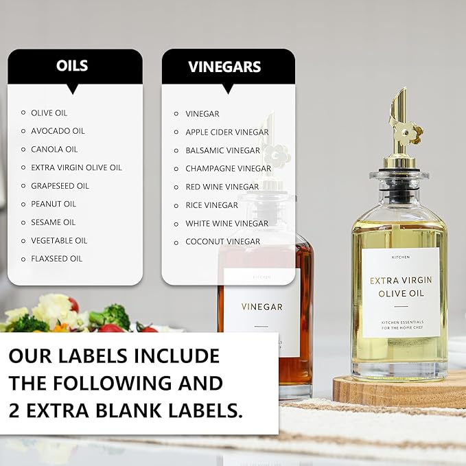 HOMCDALY Olive Oil Dispenser for Kitchen, 11.8oz Glass Dispenser Bottles with Pourer for Kitchen, Oil and Vinegar Dispensers Set, Leakproof Oil Bottle for Cooking| Set of 2 (11.8oz)