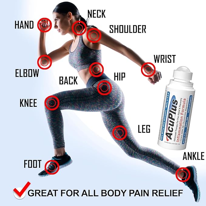 AcuPlus - Pain Relief Roll On - Topical Anti Inflammatory to Soothe Muscles & Joints - Arthritis Pain Reliever, Bursitis, Tendonitis Cream - TSA Compliant, Convenient Roll On - 3 fl. oz. (Pack of 3)