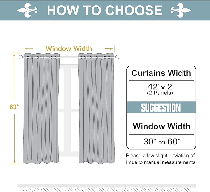ChrisDowa Grommet Blackout Curtains for Bedroom and Living Room - 2 Panels Set Thermal Insulated Room Darkening Curtains (Royal Blue, 42W x 63L)