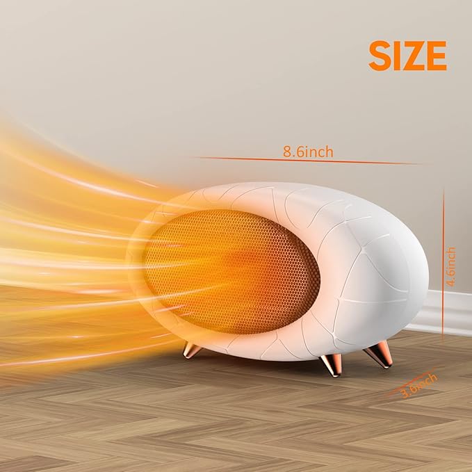 Desk Heater,600W Energy Efficient Small Desk heater for Indoor Use,PTC Fast Heating Ceramic Space Heater for Bedroom Home Office Indoor Use(White)