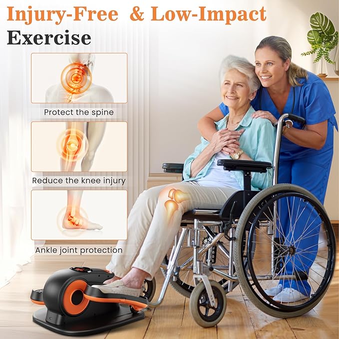 Under Desk Elliptical Machine, Ellipse Exerciser as Seen on TV for Seniors with Remote Control & 12 Adjustable Speeds, Elliptical Machine for Home