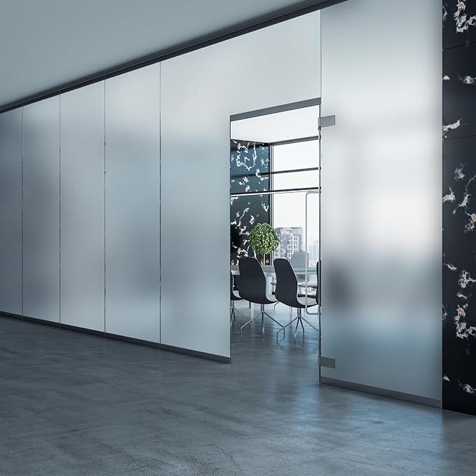 HIDBEA Frosted Window Privacy Film Heat Control UV Blocking, Static Cling Non-Adhesive Reusable Door coverings for Bathroom Home Office (Frosted 41.3 Inch x 6.5 Feet)