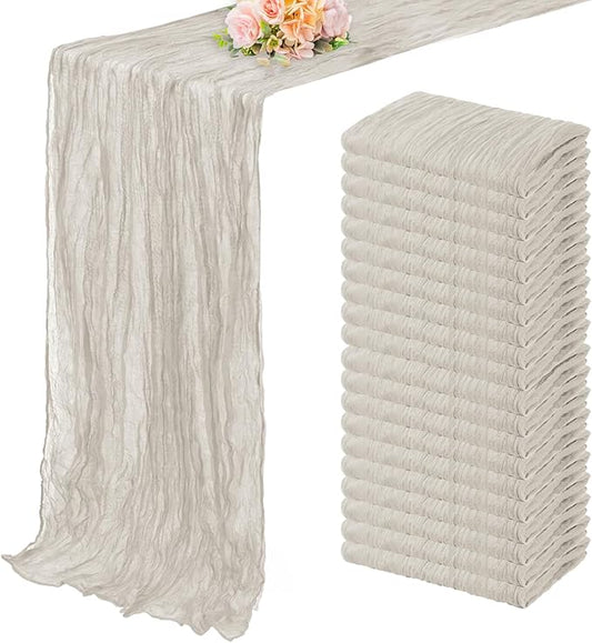 20 Pack Rose Brown Cheesecloth Table Runner 10FT Rustic Gauze Fabric Cheese Cloth Table Runner for Wedding Bridal Baby Shower Table Decor Boho Sheer Birthday Party Table Decorations 20 x 120 Inch Long