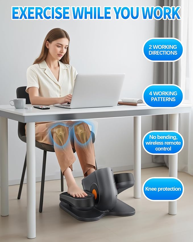 Under Desk Elliptical Machine, Electric Ellipse Leg Exerciser as Seen on Tv for Seniors with 10 Adjustable,Pedal Exerciser,Exercise Equipment for Home