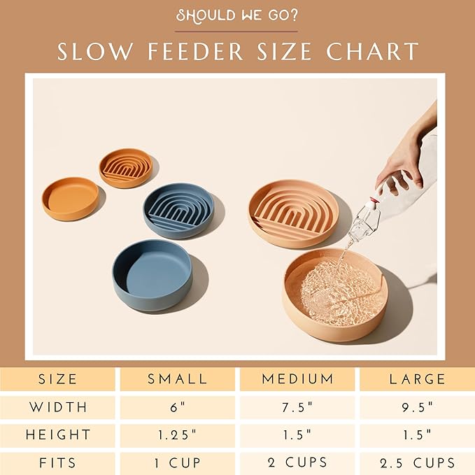 The Slowdown Bowl Silicone Slow Feeder for Cats & Dogs, Slow Eating Mealtime Solution with Modern Lick Mat Design, Reduces Gulping, Fits 1 Cup 6” Across x 1.25” Tall, Small-Sage