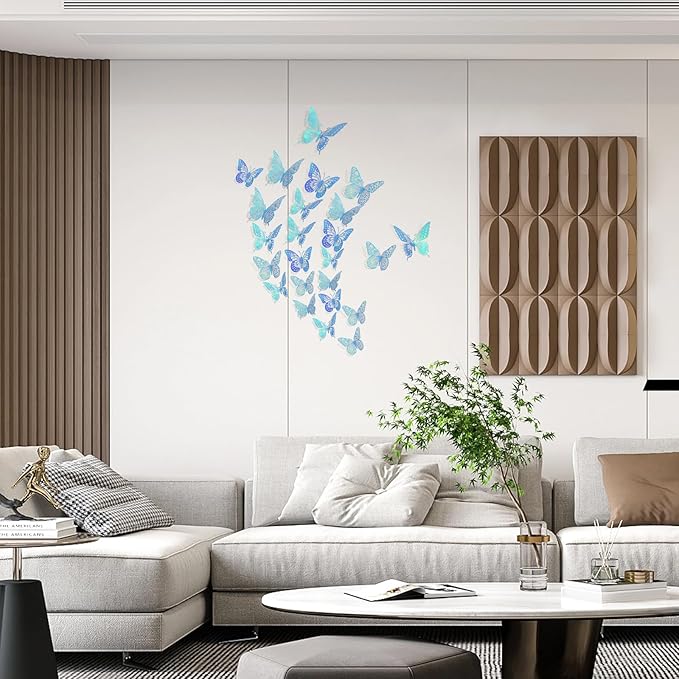 SAOROPEB 3D Butterfly Wall Decor - 48 Pcs, 4 Styles, 3 Sizes - Removable Stickers for Birthday & Party Decorations
