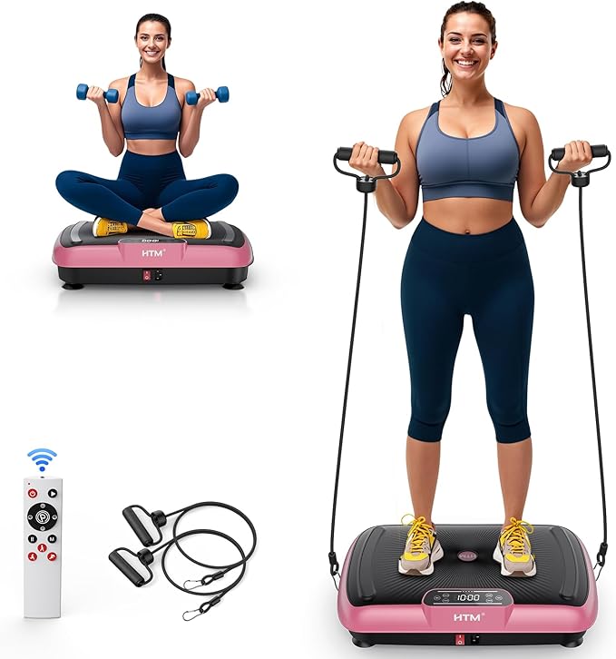 Vibration Plate Exercise Machine - 180 Speeds & 300 lb Capacity, Full Body Workout Vibration Platform with Remote Control for Lymphatic Drainage, Weight Loss & Toning