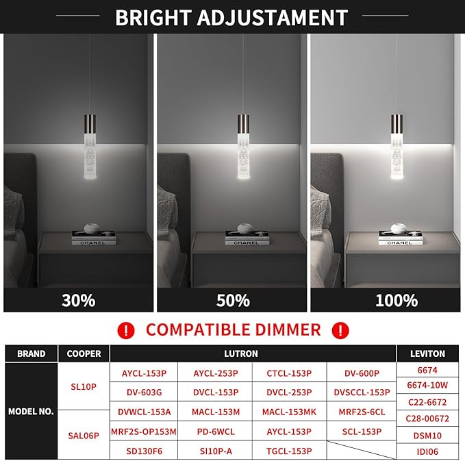 OKELI Modern Pendant Lights,3 Color LED Bubble Crystal Island Light Fixtures,Black Mini Pendant Lighting for Kitchen Island,Bar,6W,3000-6000K,ETL,3 Pack