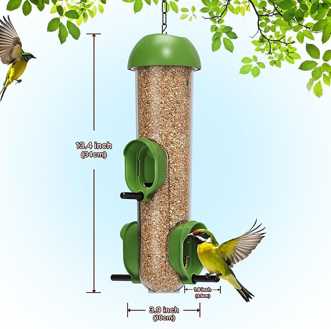 LONA Bird Feeders for Outdoors, Tube Feeder Weatherproof with Multiple Hanging Methods, Wild Bird Feeding Silo for Outside, 3 Port