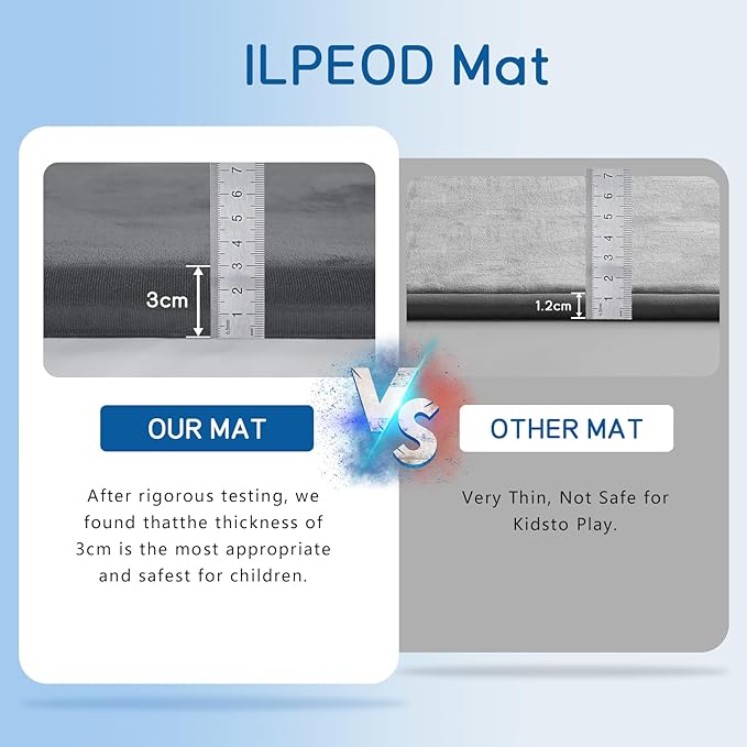 Baby Play Mat 1.2" Thick Memory Foam Nursery Rug Area Rug, 4’11” X 3’28” Yoga Mat Playmat Crawling Mat for Baby,Toddlers, Infants, Kids,Floor Mat Tatami Mat for Living Room with Non-Slip(Grey)