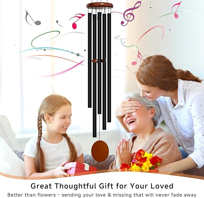 Wind Chimes for Outside Deep Tone, 60 inch 5 Heavy Duty Tubes Aluminium Metal Extra Large Wind Chimes Outdoor, Decoration for Garden, Patio, Yard, Gift for Mother's Day, Birthday