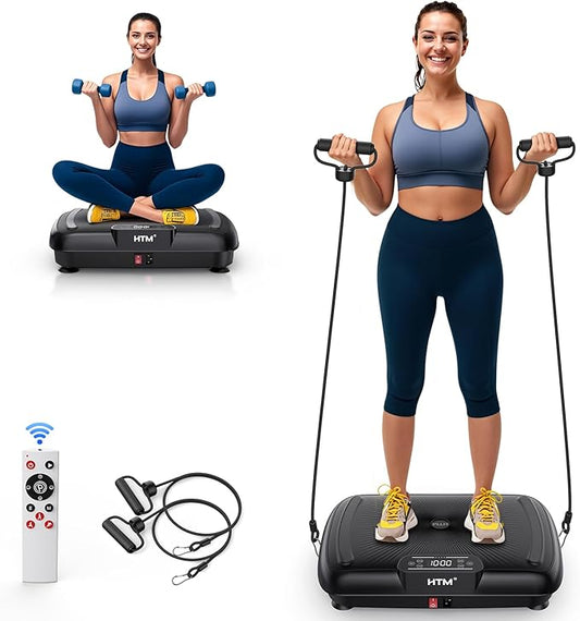Vibration Plate Exercise Machine - 180 Speeds & 300 lb Capacity, Full Body Workout Vibration Platform with Remote Control for Lymphatic Drainage, Weight Loss & Toning